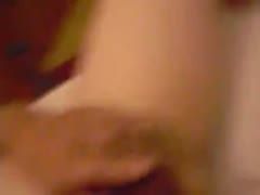 My friend's housewife's wet slit lips are stretched wide by his big weenie.